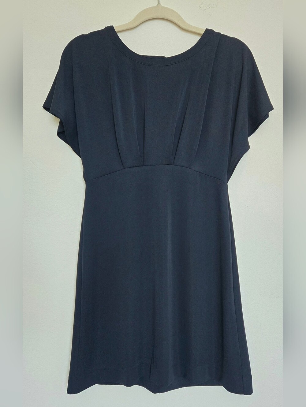 Ann Taylor Navy Short-Sleeve Flare Dress